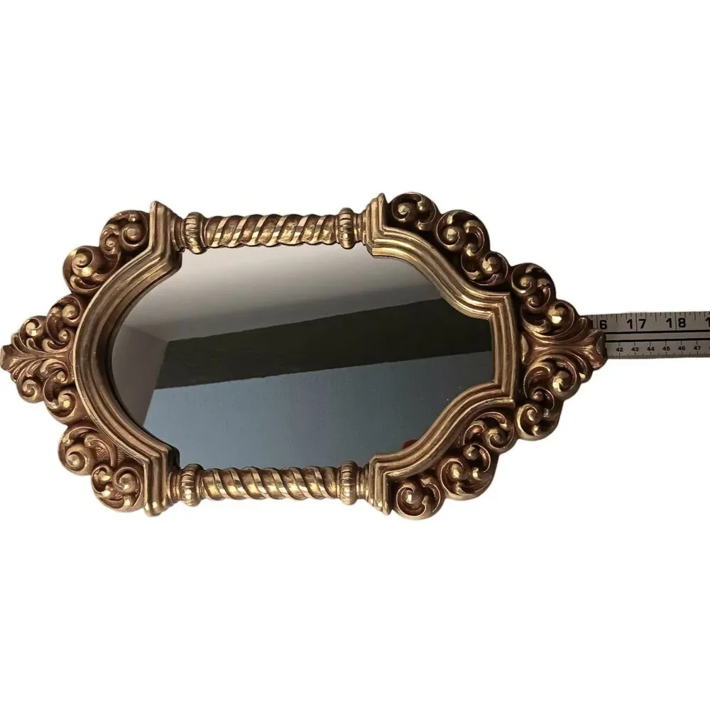 Vintage Syroco Gold Baroque Rococo Hollywood Regency Oval Wall Mirror Set Of Two